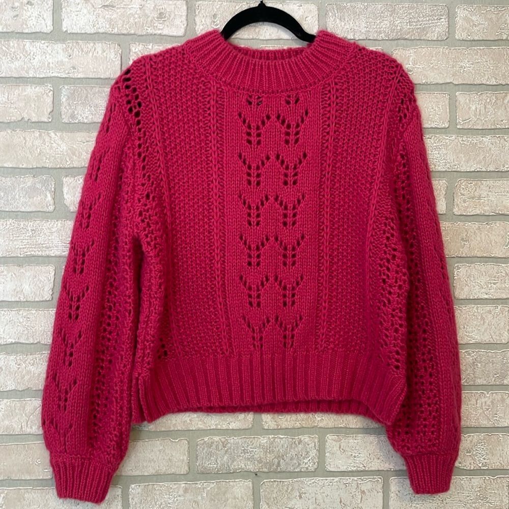 Alya Pink Dolman Sleeve Sweater Size S Open Knit